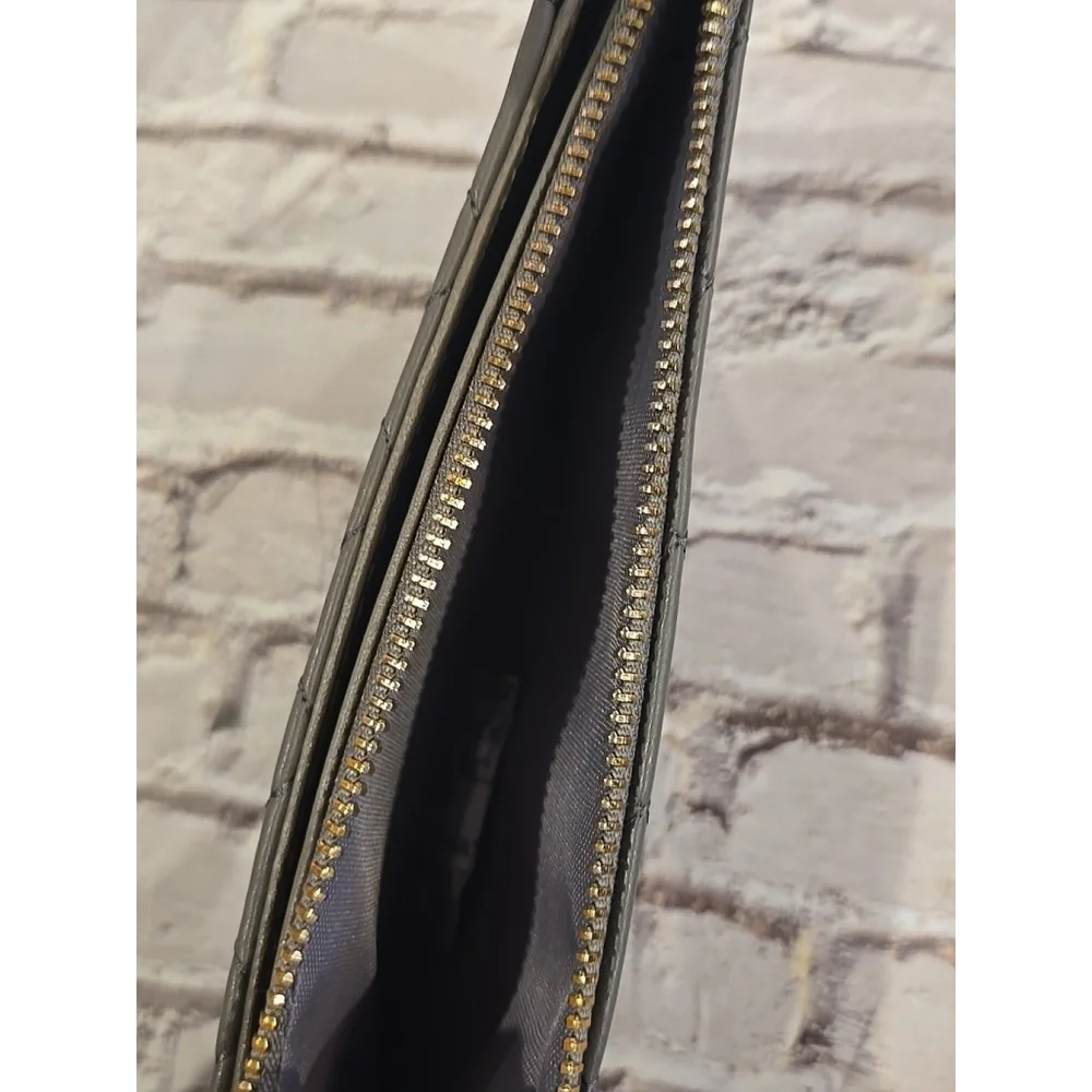 Badgley Mischka Diamond Quilting Long Wallet Gray Vegan Leather BM-4172 MSRP $59